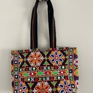Colorful Embroidered Tote Bag